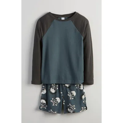 Nordstrom Kids' Two-piece Henley Short Pajamas In Green