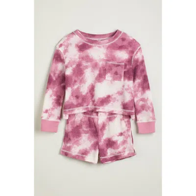 Nordstrom Kids' Two-piece Waffle Knit Short Pajamas In Pink