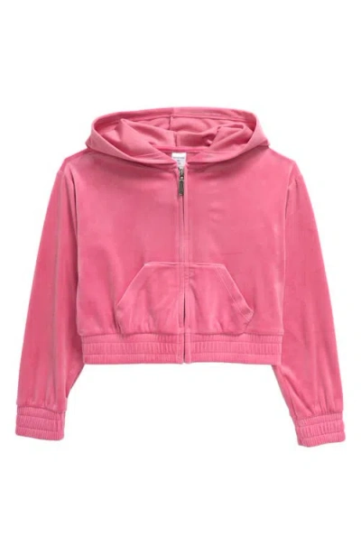 Nordstrom Kids' Velour Crop Hoodie In Pink Boss