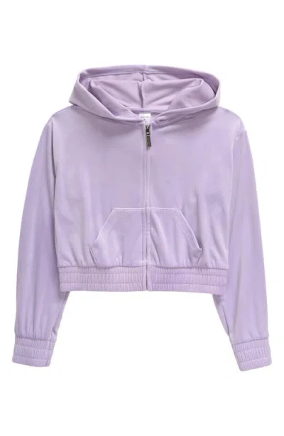 Nordstrom Kids' Velour Crop Hoodie In Purple Petal
