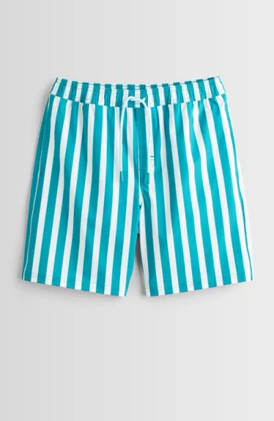 Nordstrom Kids' Volley Swim Trunks In Green Slushy Hampton Stripe