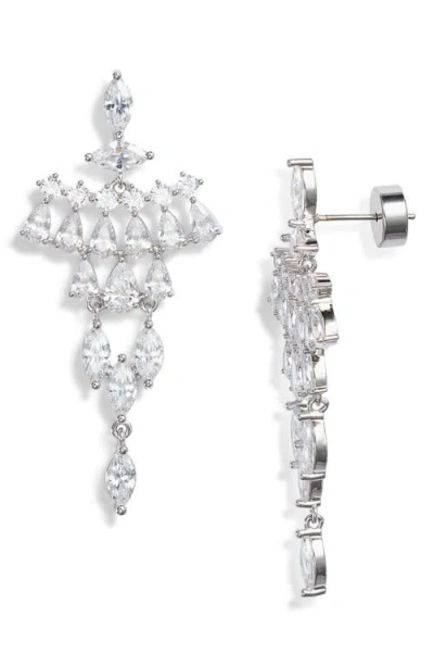 Nordstrom Kite Cubic Zirconia Chandelier Drop Earrings In Clear- Silver