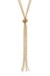 Nordstrom Knot Layered Y-necklace In Clear- Gold