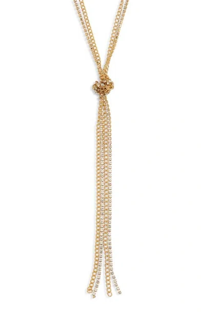 Nordstrom Knot Layered Y-necklace In Clear- Gold