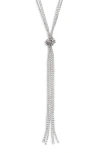 Nordstrom Knot Layered Y-necklace In Clear- Rhodium