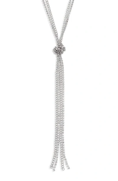 Nordstrom Knot Layered Y-necklace In Clear- Rhodium