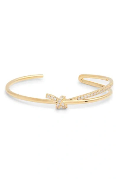 Nordstrom Knotted Cubic Zirconia Open Cuff In Gold