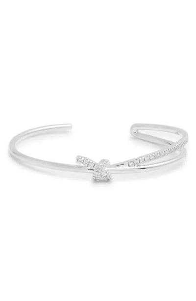 Nordstrom Knotted Cubic Zirconia Open Cuff In Silver