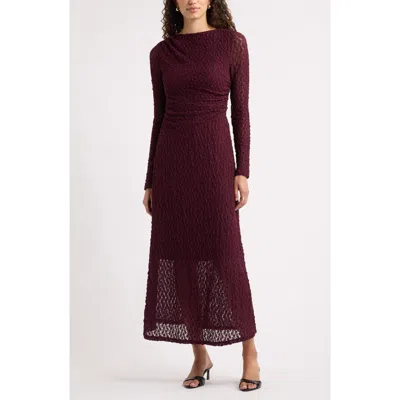 Nordstrom Lace Long Sleeve Midi Dress In Burgundy