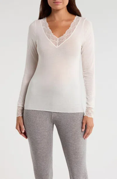 Nordstrom Lace Luxe Long Sleeve Layering T-shirt In White