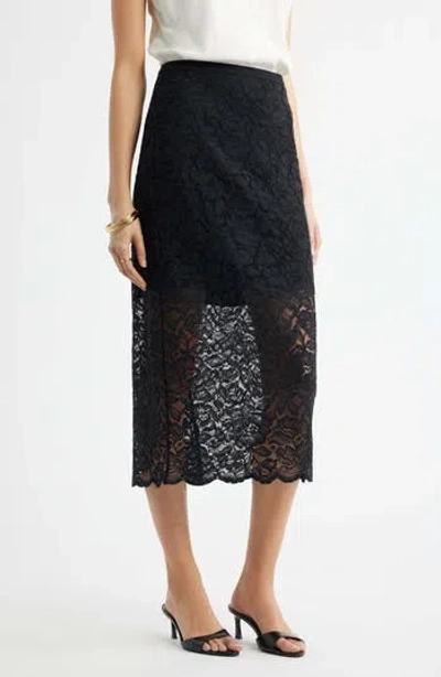 Nordstrom Lace Midi Skirt In Black