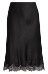 Nordstrom Lace Trim Bias Cut Midi Skirt In Black