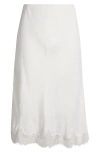 Nordstrom Lace Trim Bias Cut Midi Skirt In Ivory Tofu