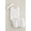 Nordstrom Lace Trim Bodysuit, Shorts & Headband Set In White