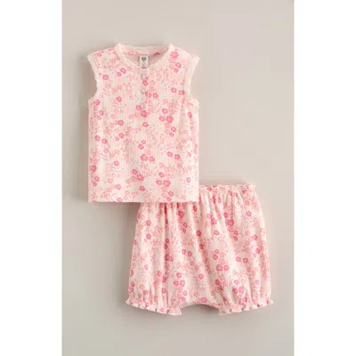Nordstrom Babies'  Lace Trim Cotton Rib Tank & Bloomers Set In Red
