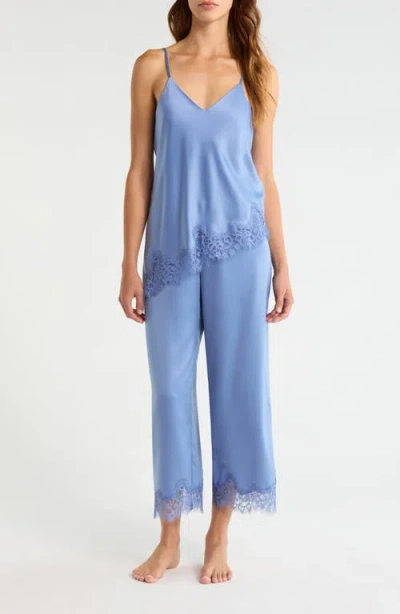 Nordstrom Lace Trim Satin Pajamas In Blue