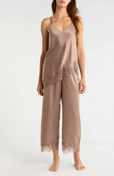 Nordstrom Lace Trim Satin Pajamas In Brown