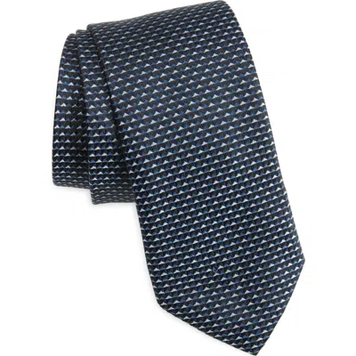 Nordstrom Langley Geometric Pattern Silk Jacquard Tie In Blue