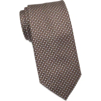 Nordstrom Langley Geometric Pattern Silk Jacquard Tie In Brown