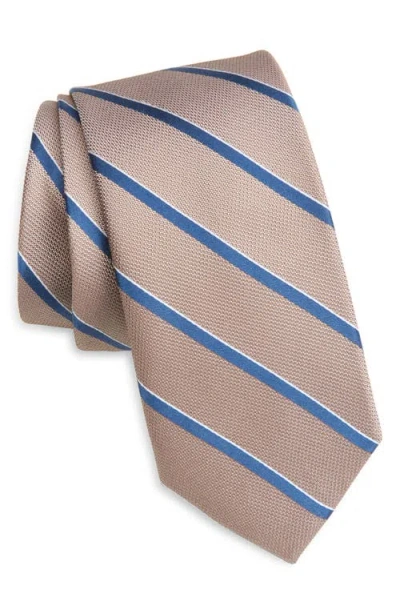 Nordstrom Laren Stripe Silk Tie In Neutral