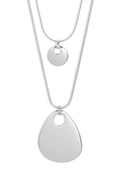 Nordstrom Layered Flat Pendant Necklace In Silver