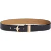 Nordstrom Leather Belt In Black- Gold