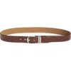 Nordstrom Leather Belt In Chocolate- Silver