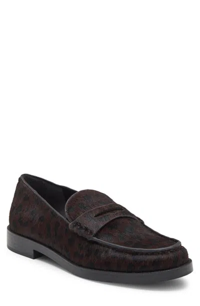 Nordstrom Lennon Leather Loafer In Black- Brown Leopard Calf Hair