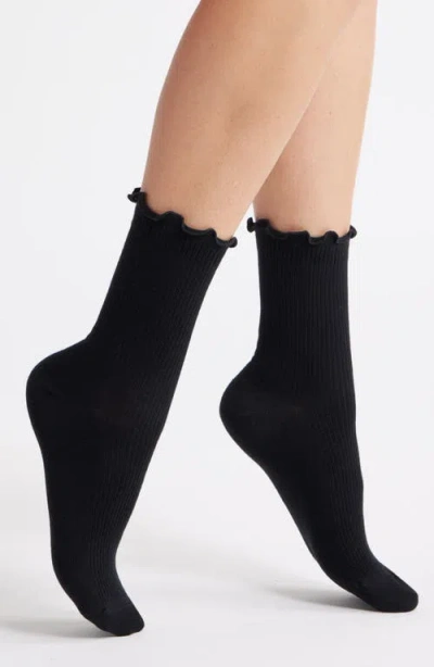 Nordstrom Lettuce Edge Crew Socks In Black