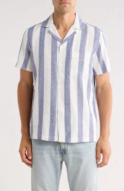 Nordstrom Linen Blend Camp Shirt In Blue