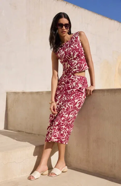 Nordstrom Linen Blend Wrap Midi Skirt In Pink
