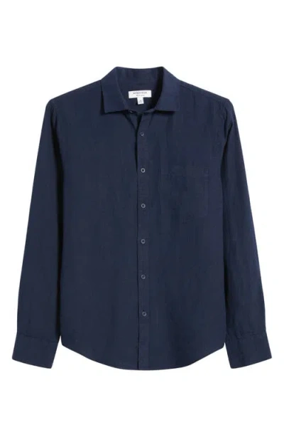 Nordstrom Linen Button-up Shirt In Navy Blazer