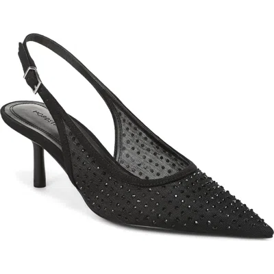 Nordstrom Liza Kitten Heel Slingback Pump In Black Metallic