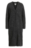 Nordstrom Long Fuzzy Alpaca Blend Cardigan In Black