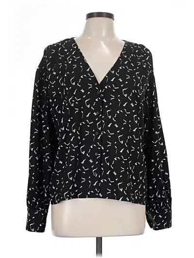 Pre-owned Nordstrom Long Sleeve Blouse In Black