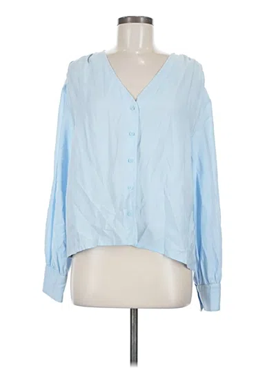 Pre-owned Nordstrom Long Sleeve Blouse In Blue