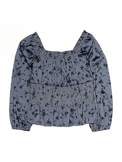 Pre-owned Nordstrom Kids' Long Sleeve Blouse In Blue