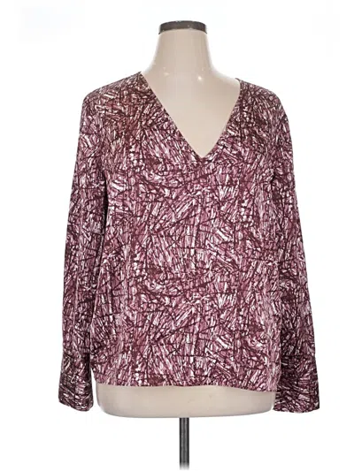 Pre-owned Nordstrom Long Sleeve Blouse In Burgundy