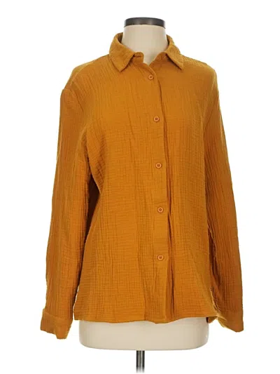 Pre-owned Nordstrom Long Sleeve Blouse In Gold