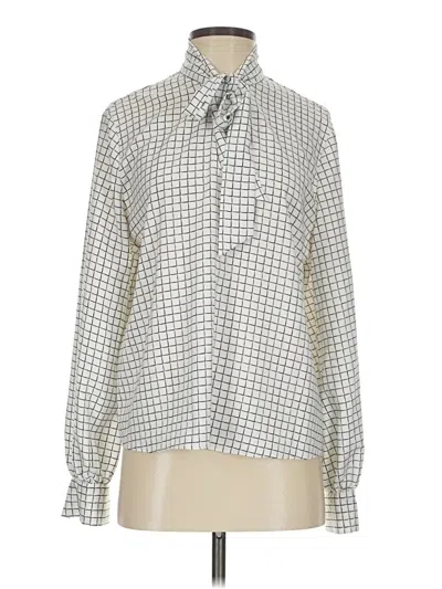 Pre-owned Nordstrom Long Sleeve Blouse In Silver