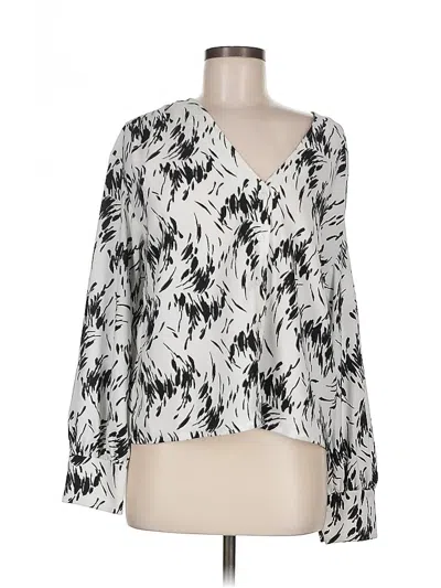 Pre-owned Nordstrom Long Sleeve Blouse In Silver