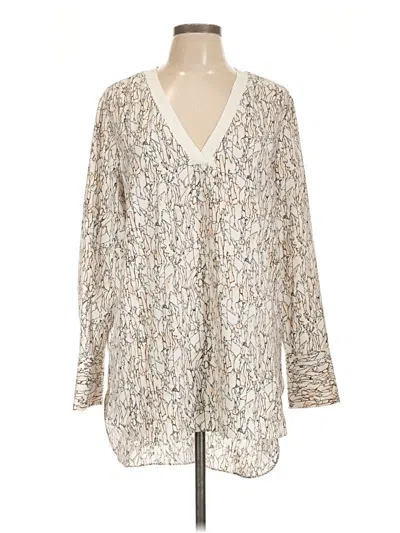 Pre-owned Nordstrom Long Sleeve Blouse In Silver