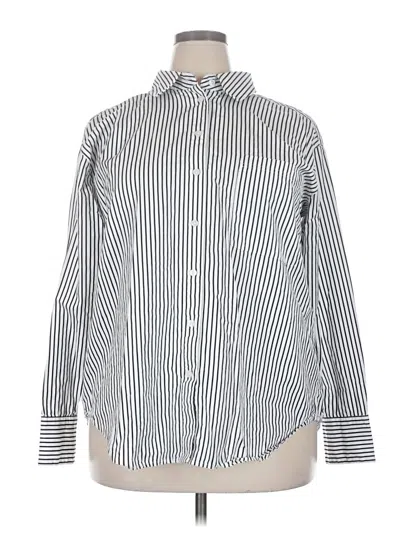 Pre-owned Nordstrom Long Sleeve Blouse In Silver