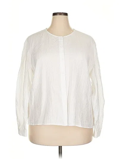 Pre-owned Nordstrom Long Sleeve Blouse In White