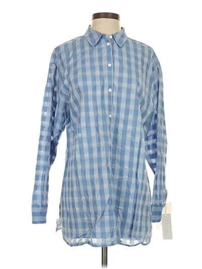 Pre-owned Nordstrom Long Sleeve Button Down Shirt In Blue