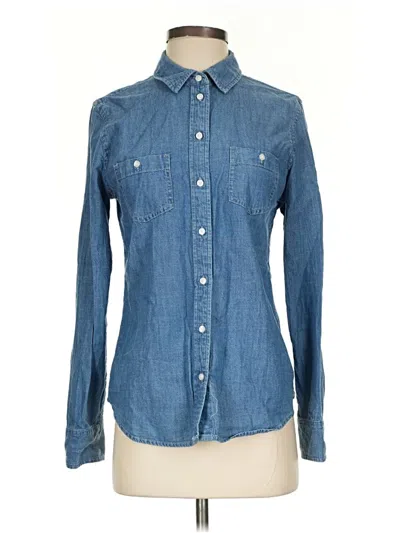 Pre-owned Nordstrom Long Sleeve Button Down Shirt In Blue