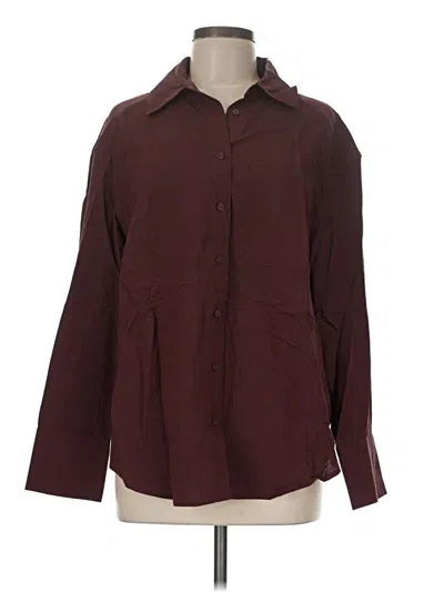 Pre-owned Nordstrom Long Sleeve Button Down Shirt In Burgundy