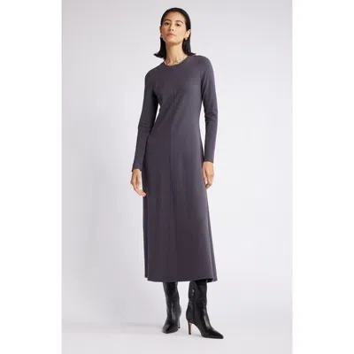 Nordstrom Long Sleeve Crewneck Maxi Dress In Grey Stonehenge