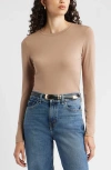 Nordstrom Long Sleeve Crewneck T-shirt In Brown