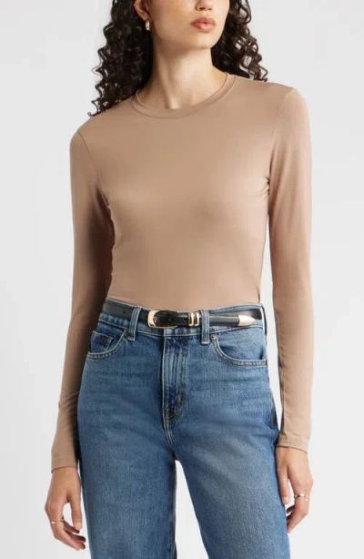 Nordstrom Long Sleeve Crewneck T-shirt In Brown